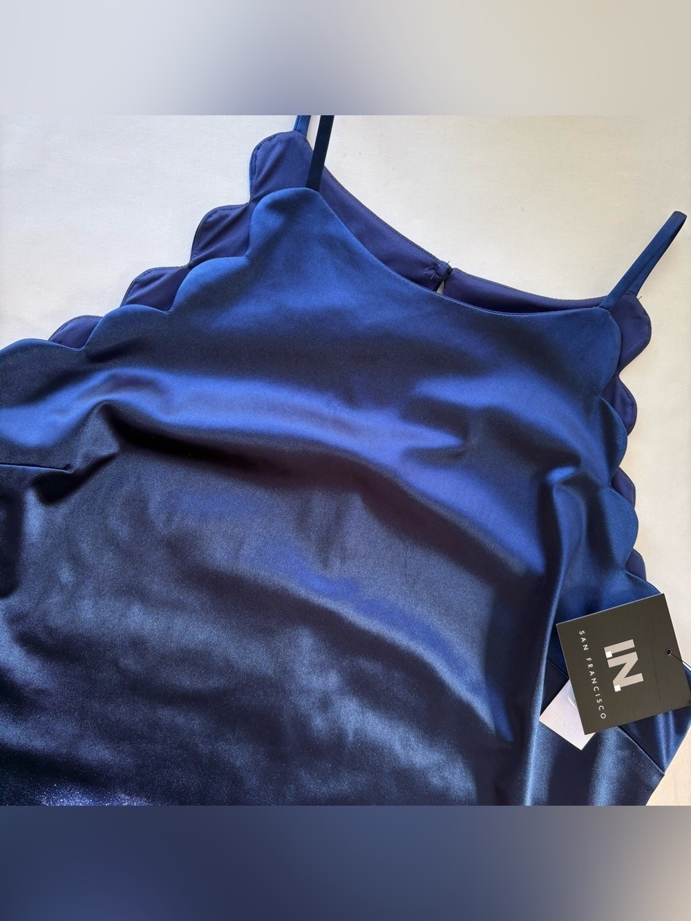 NWT I.N. San Francisco Scalloped High Neckline Dress Size 15